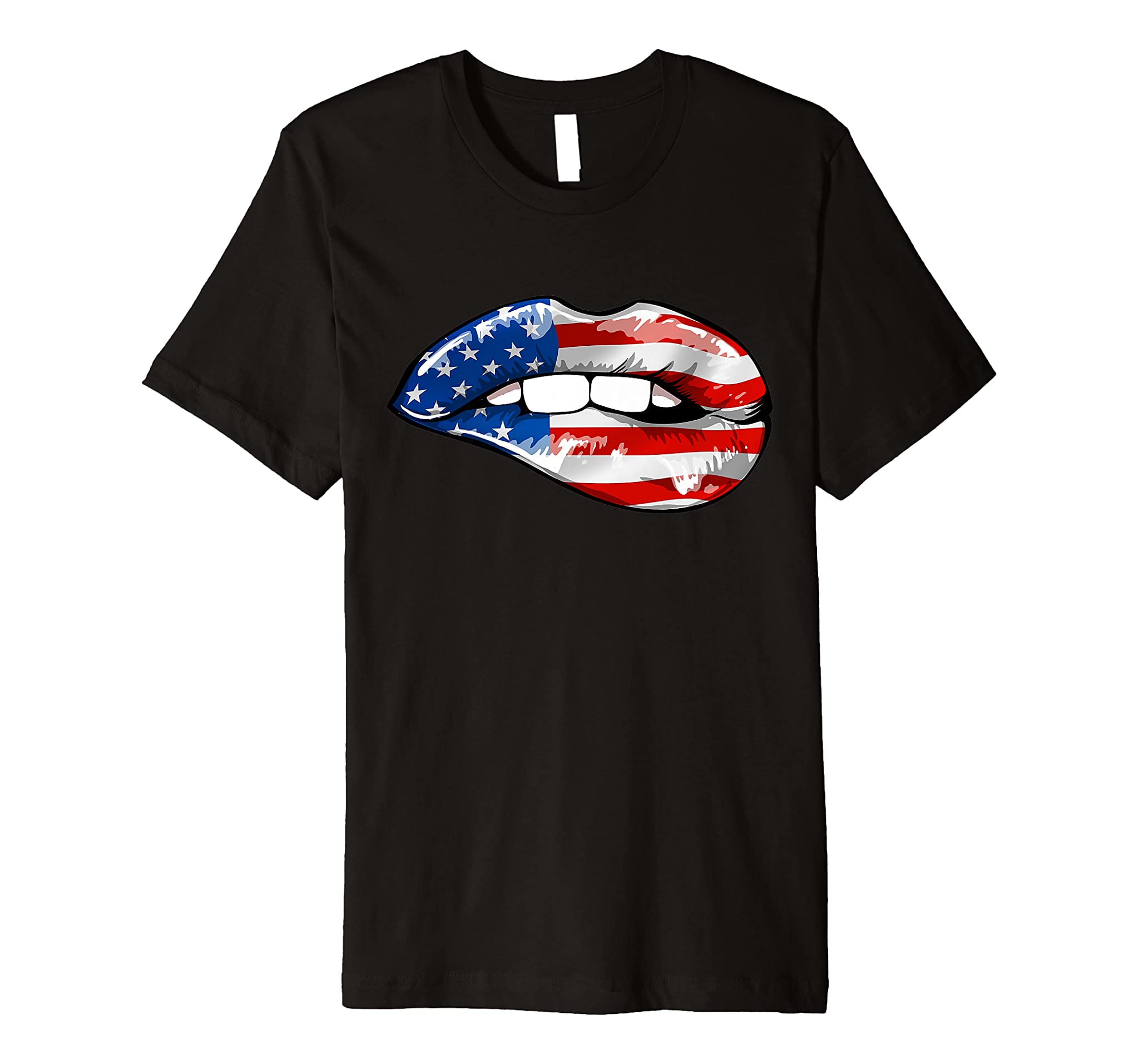 Sexy 4th Of July American Flag Lips Independence Day Gift Premium T-Shirt