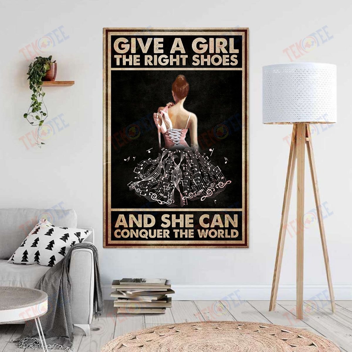 Canvas Art Prints Give A Girl The Right Shoes And She Can Conquer The World Design Wall Art Home Decor Canvas