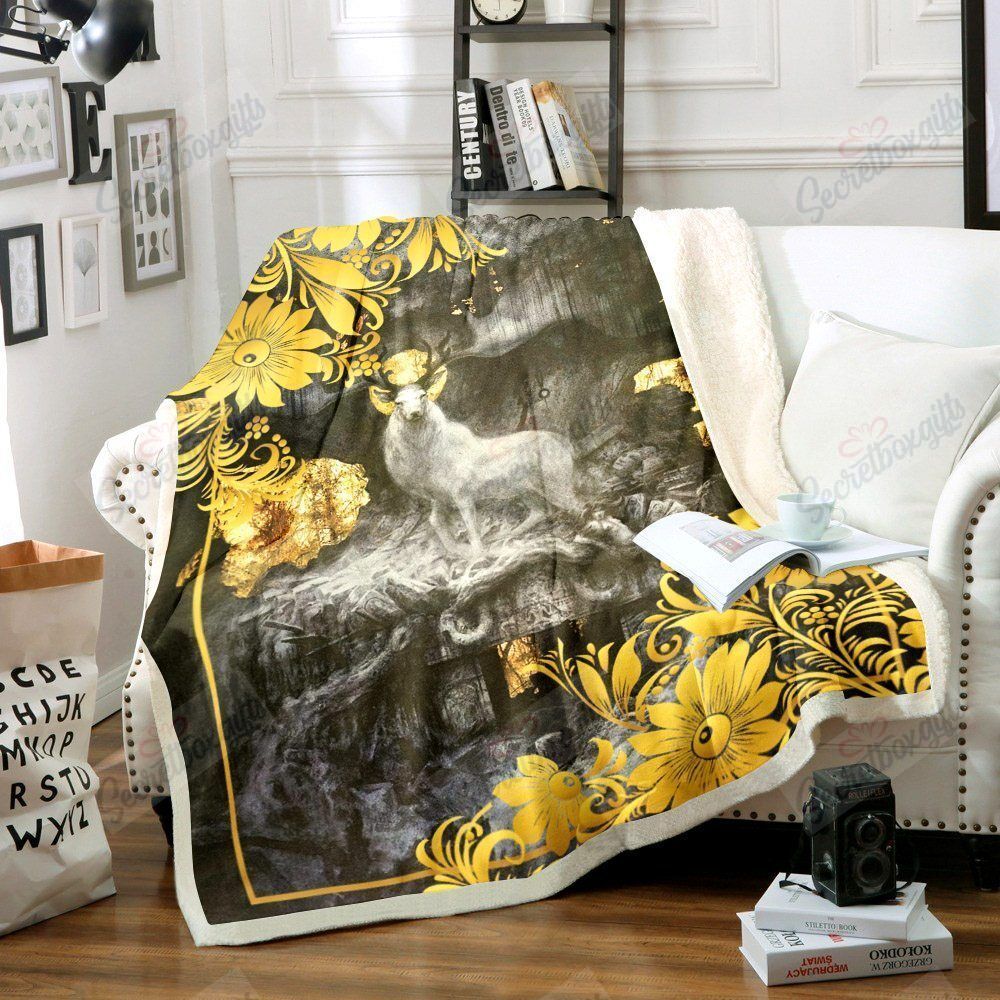 Deer And Yellow Flower Gs-Cl-Ld0207 Fleece Blanket