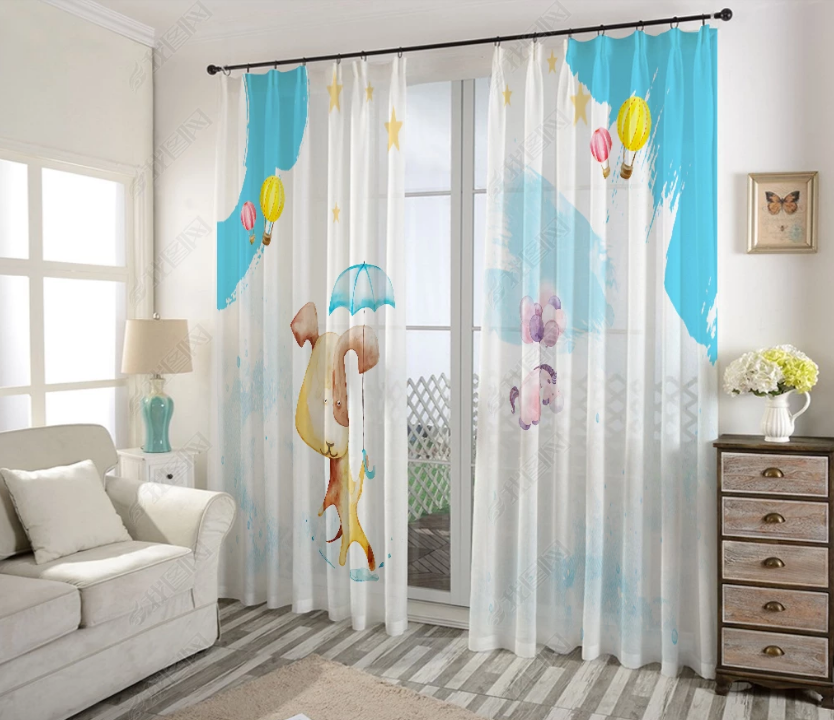 3D Cartoon Animal Balloon Curtains And Drapes Lqh 34