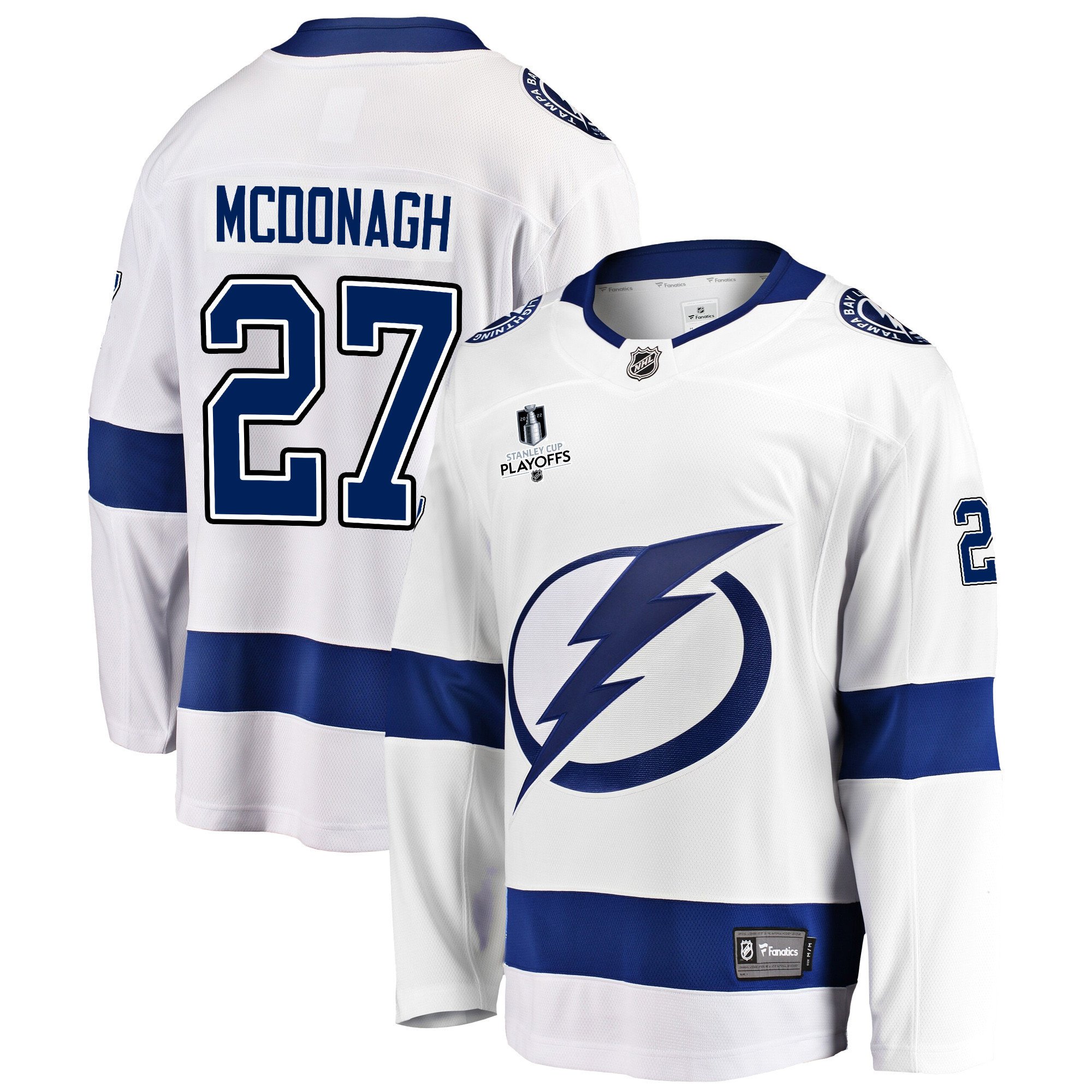 Tampa Bay Lightning Ryan McDonagh 27 Away 2022 Stanley Cup Playoffs Breakaway Men Jersey – White