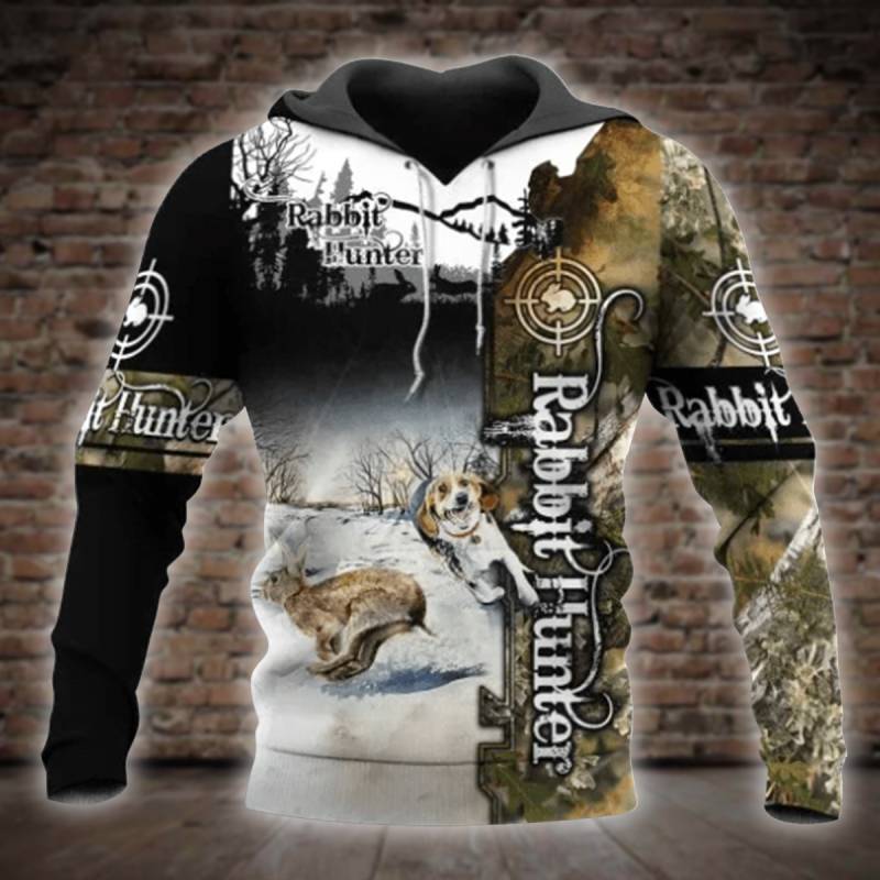 Nice Dog Hunting Rabbit 3D All Over Printed Hoodie X231108