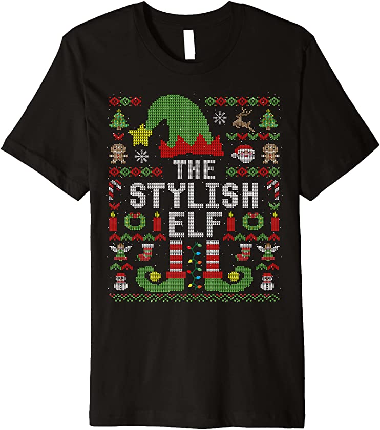 The Stylish Elf Ugly Christmas Matching Family Group Premium T-Shirt