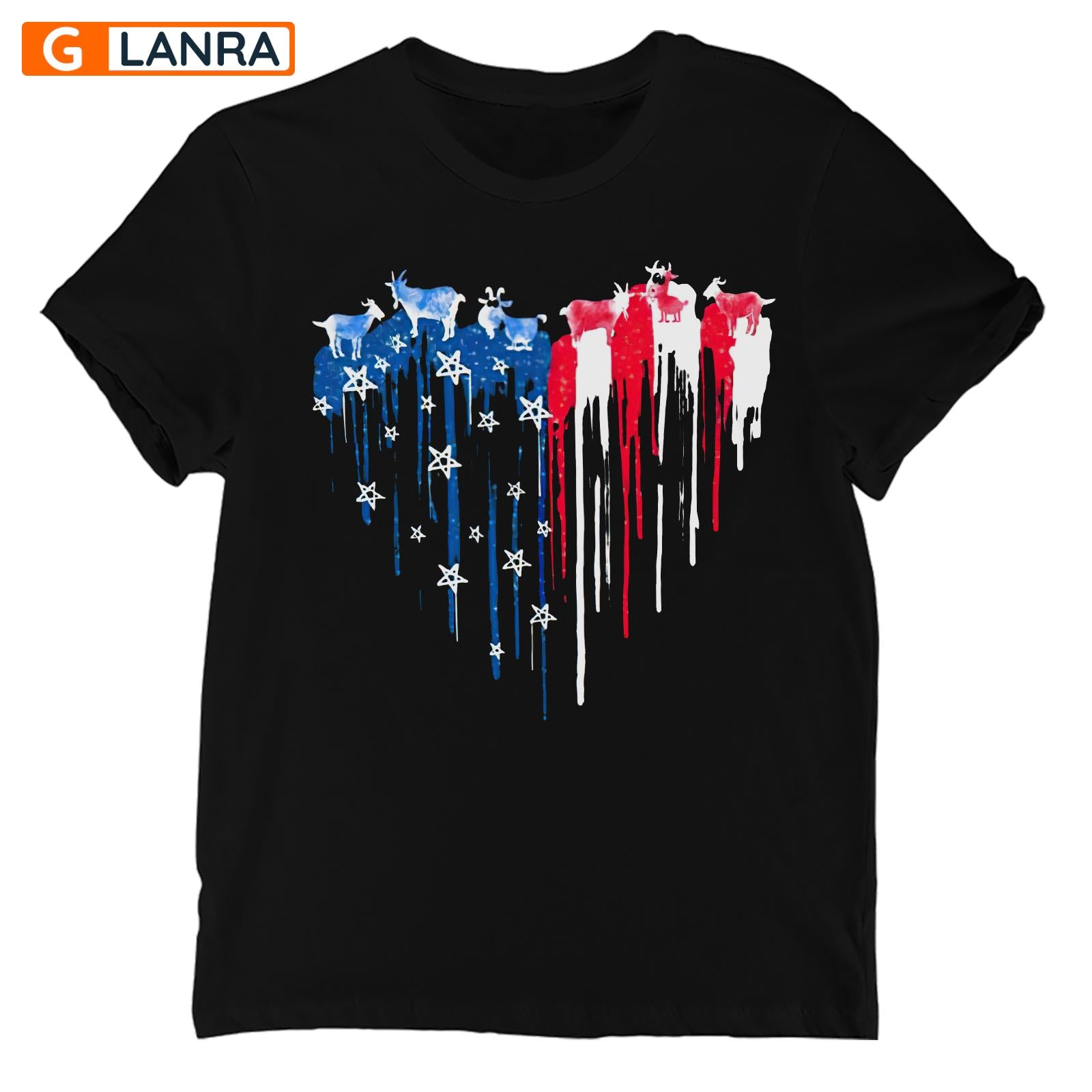 American Flag Goat Heart Shirt, Goat Shirt, American Goat Farm Shirt, American Flag Shirt, Independence Day Shirt, T-Shirt, Tee