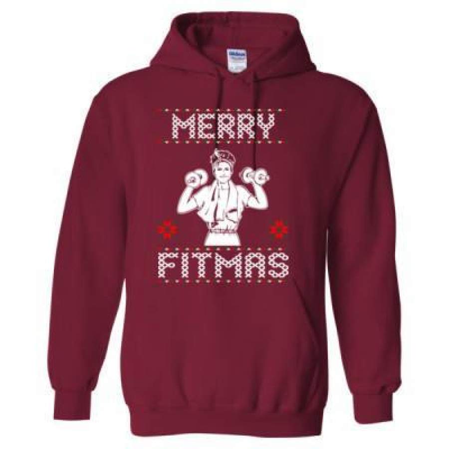 Agr Merry Fitmas Ugly Christmas Sweater 2023 – Heavy Blend™ Hooded Sweatshirt