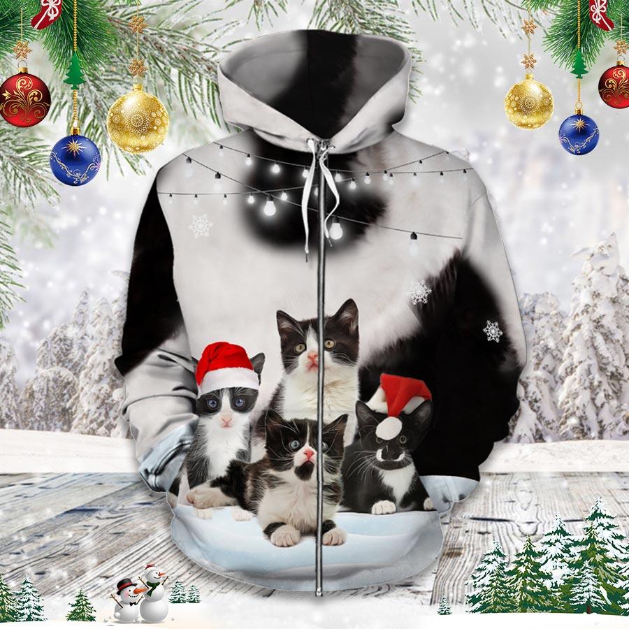 Tuxedo Kittens Cat Fur Christmas Cat Lover Cat Shirt Cat Fashion Hoodie