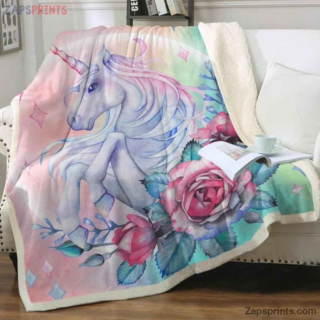 Sleepwish Unicorn Rose Blanket