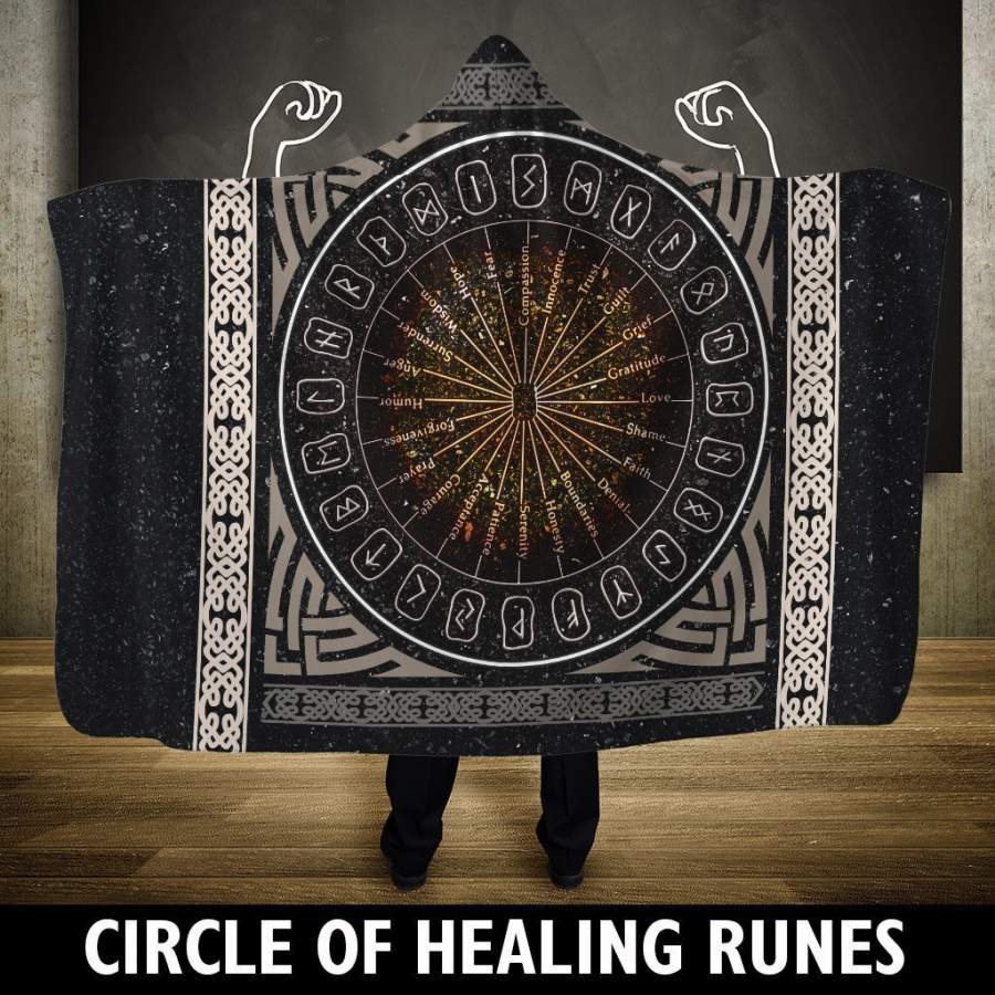 Viking Hooded Blanket – A Circle Of Healing Runes PL087