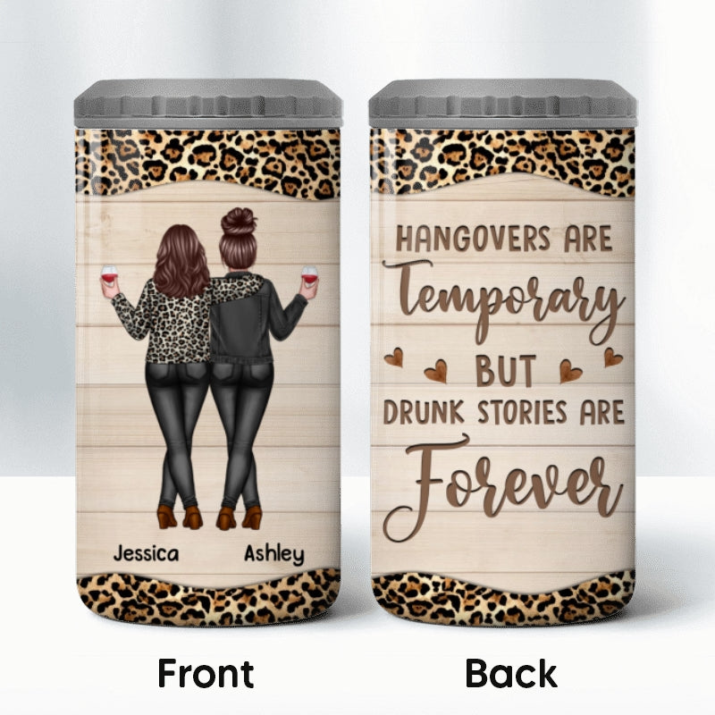 Back View Besties Leopard Personalized Multiple Use 4 In 1 Can Cooler Tumbler