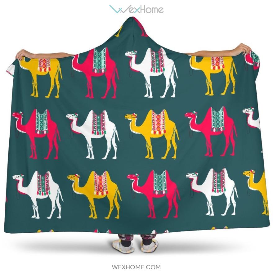 Camel Pattern Hooded Blanket