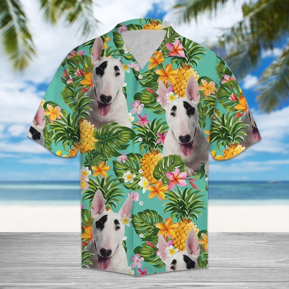 Tropical Pineapple Bull Terrier Aloha Hawaiian Shirt Colorful Short Sleeve Summer Beach Casual Shirt For Men And Women