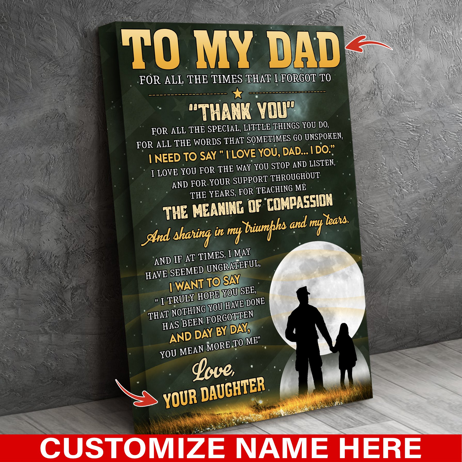 Bekingart Personalized Veteran To My Dad From Daughter Meaningful Us Military Us Flag – Matte Canvas