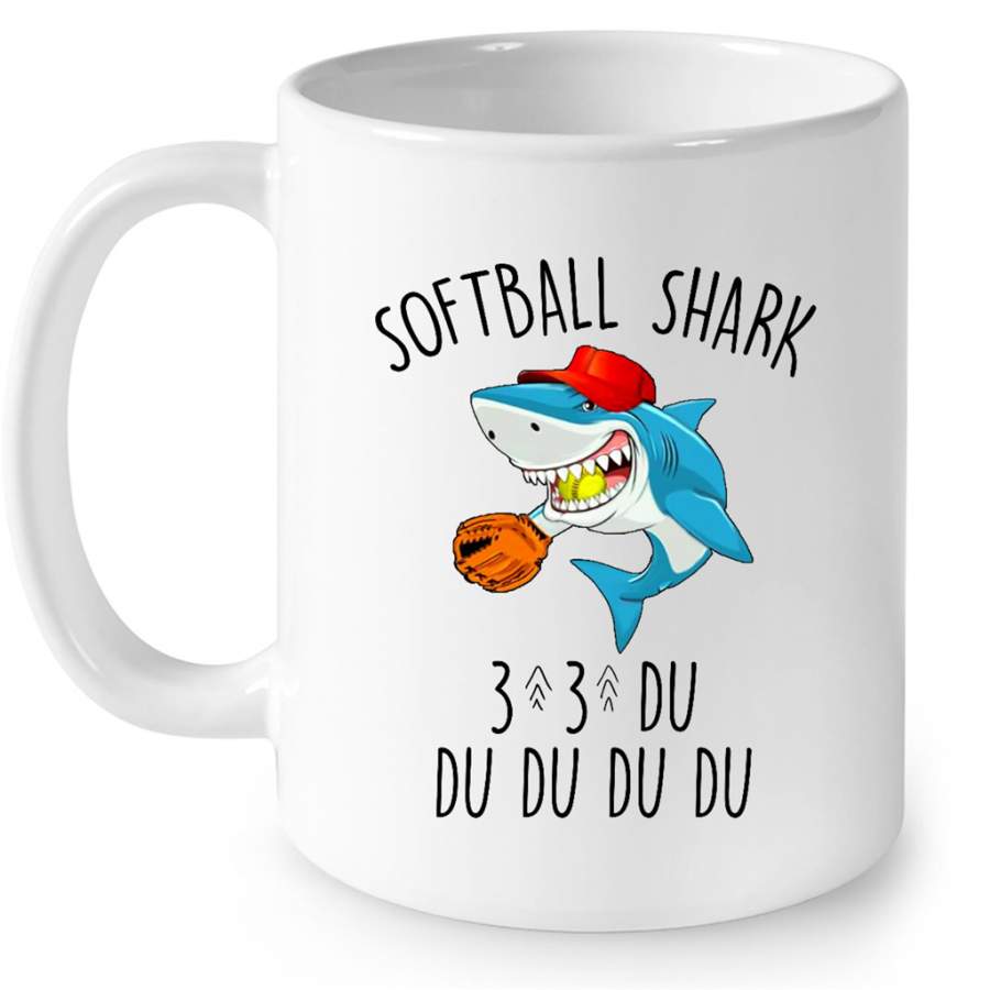 Softball Shark Du Du Du W – Full-Wrap Coffee White Mug