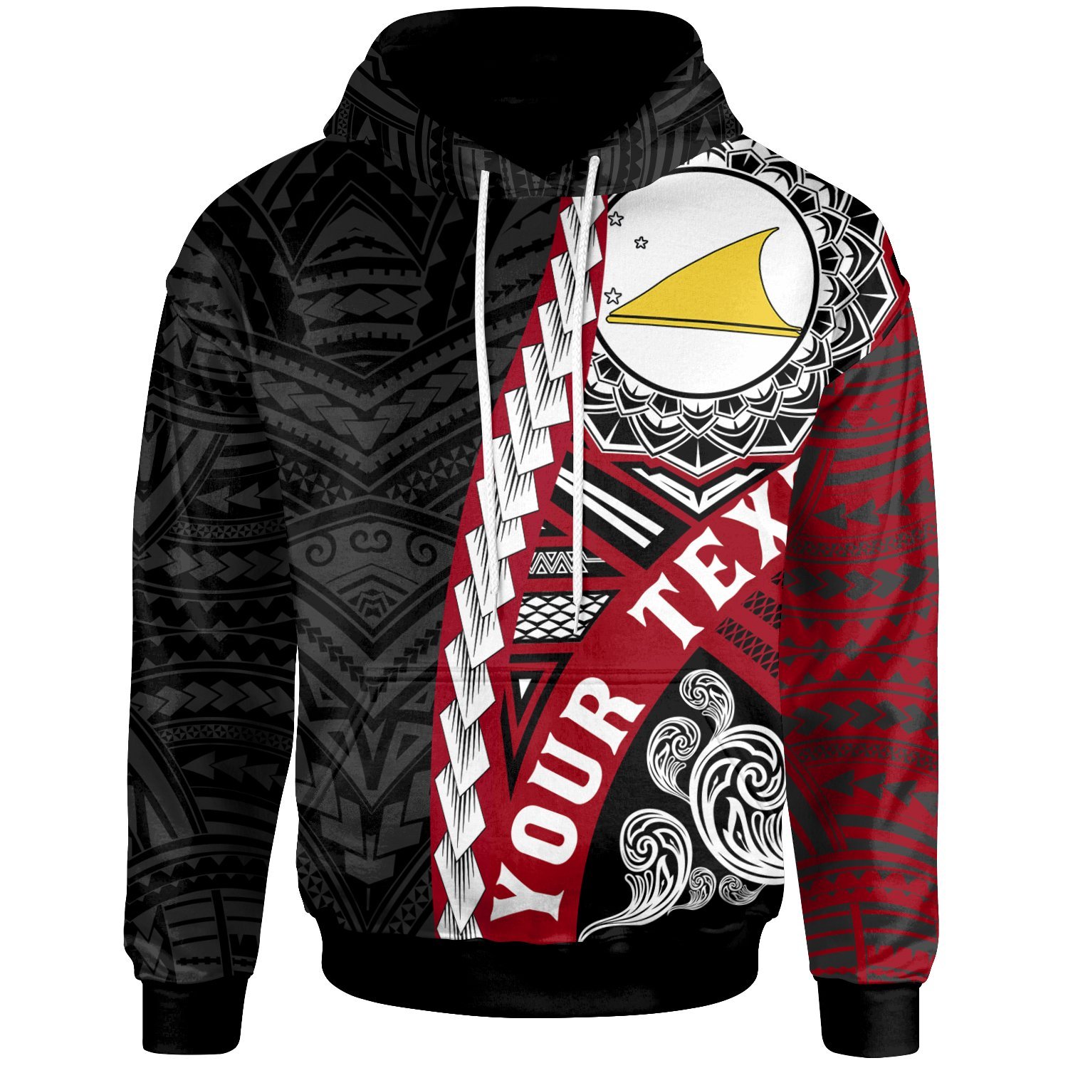 Tokelau Polynesian Custom Personalised Hoodie – Wave Tattoo – Pacific Print Hoodie