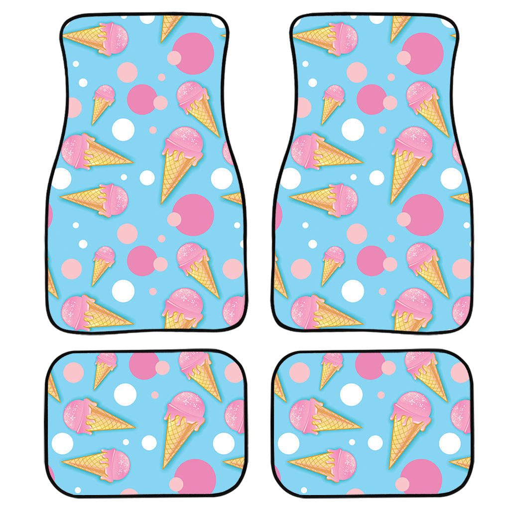 Pink Ice Cream Pattern Print Front And Back Car Floor Mats, Front Car Mat