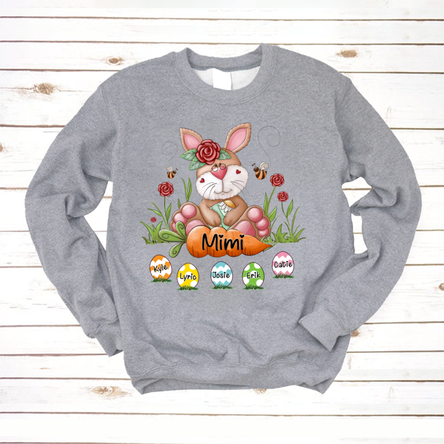 Personalized Bunny Grandma Rabbit Cute With Grankids Egg Easter Day Sweatshirt