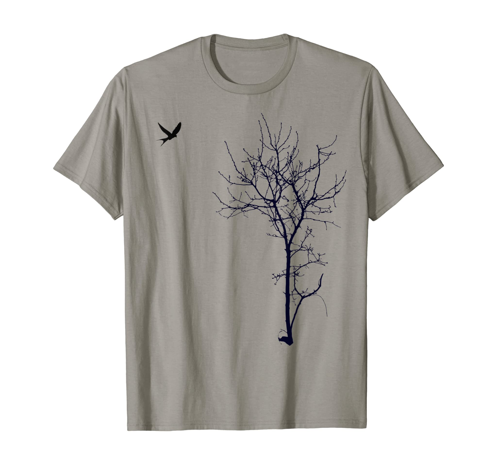 “Tree and bird” T-shirt Nature black graphic tee