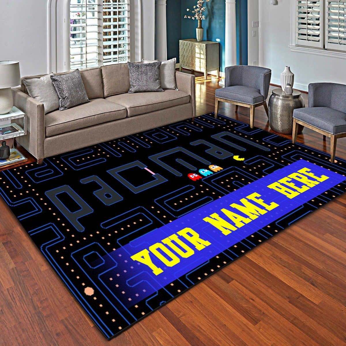 Pacman Map Personalized Area Rugs, Living Room Bedroom Carpet – Customized Fan Cave Floor Mat