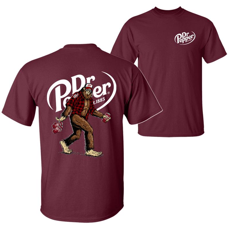 Bigfoot Sasquatch Holding Dr Pepper Cans Shirt Gift For Dad, Father’S Day Gift Crewneck Mens Clothing Unisex Cotton T-Shirt For Men For Women