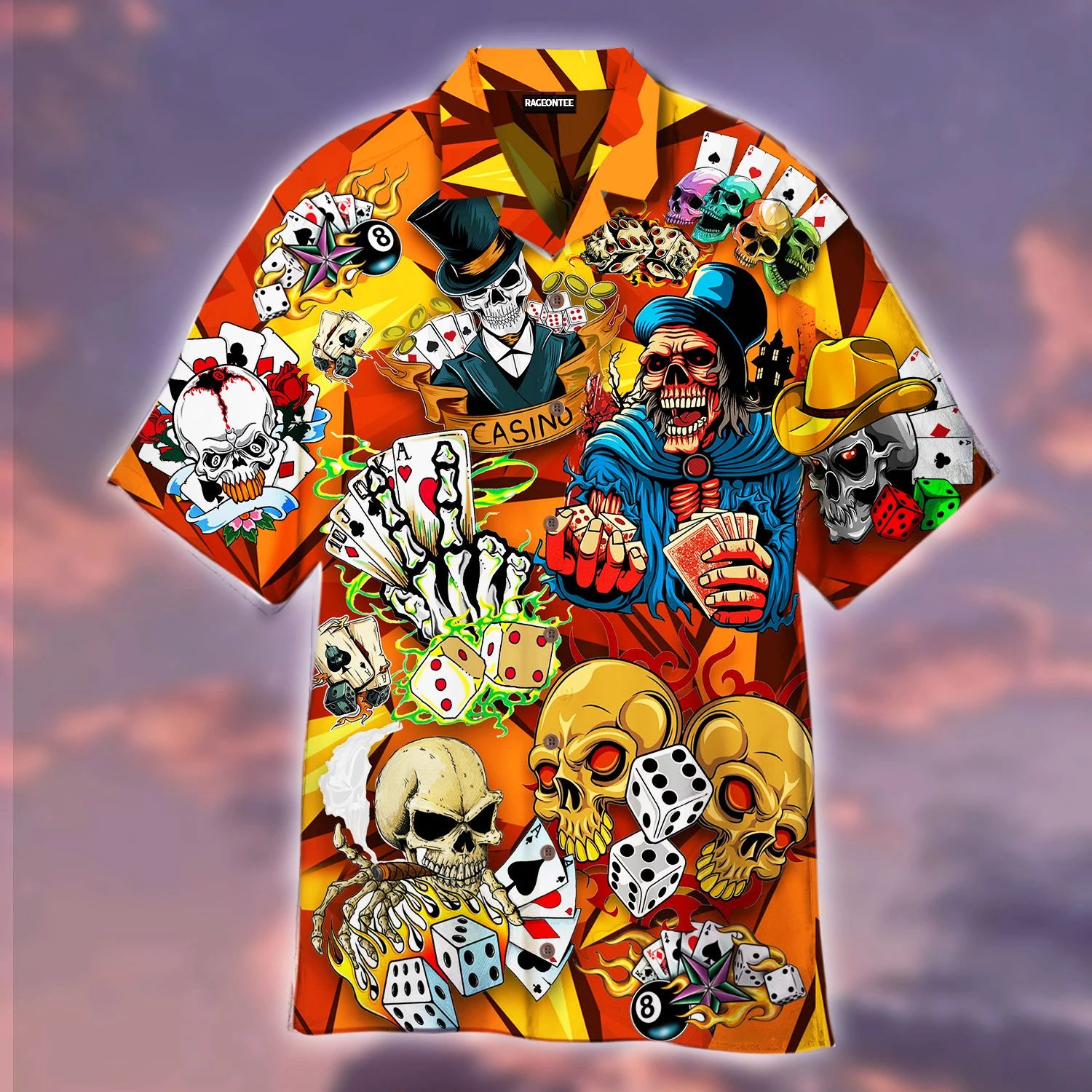 Skull Playing Dice And Poker Card Hawaii Shirt Unisex Adult Ha12692