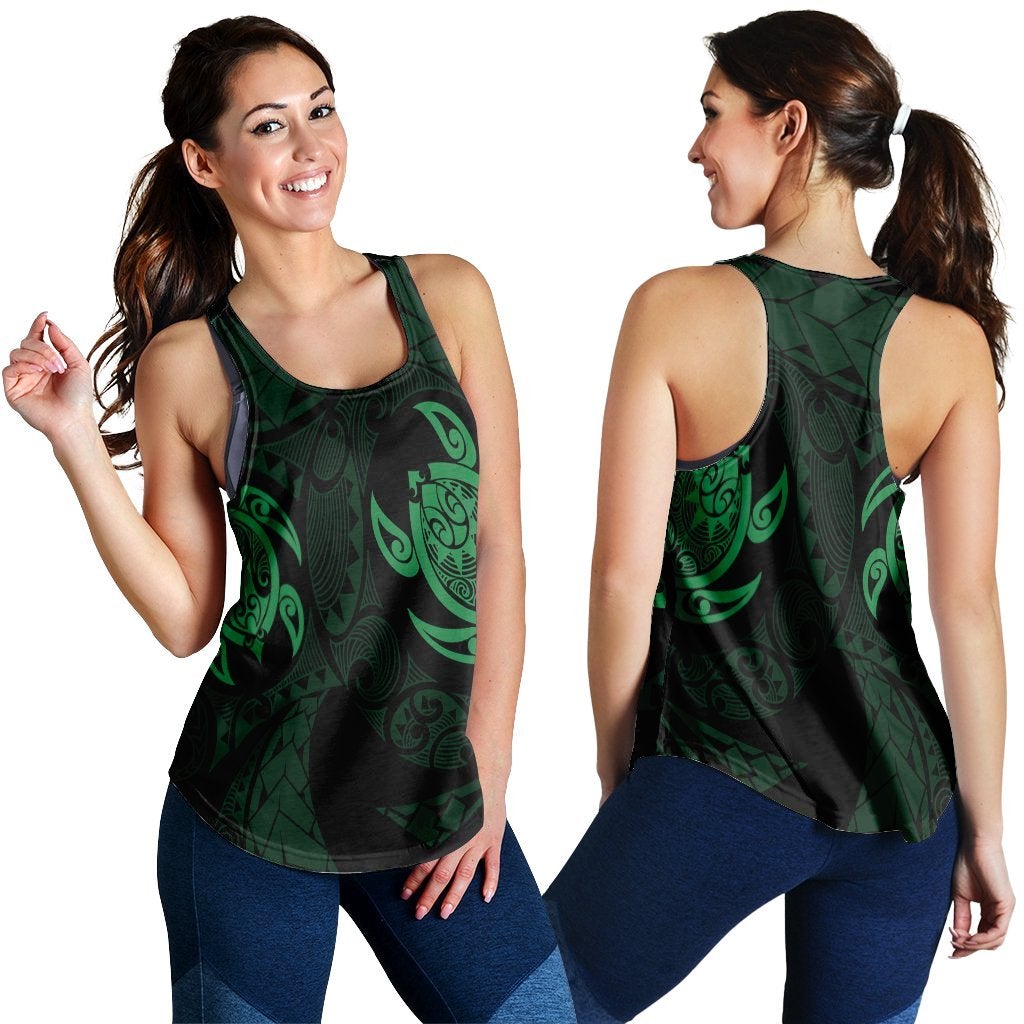 Hawaii Two Turtle Polynesian Racerback Tank Green Ha84023