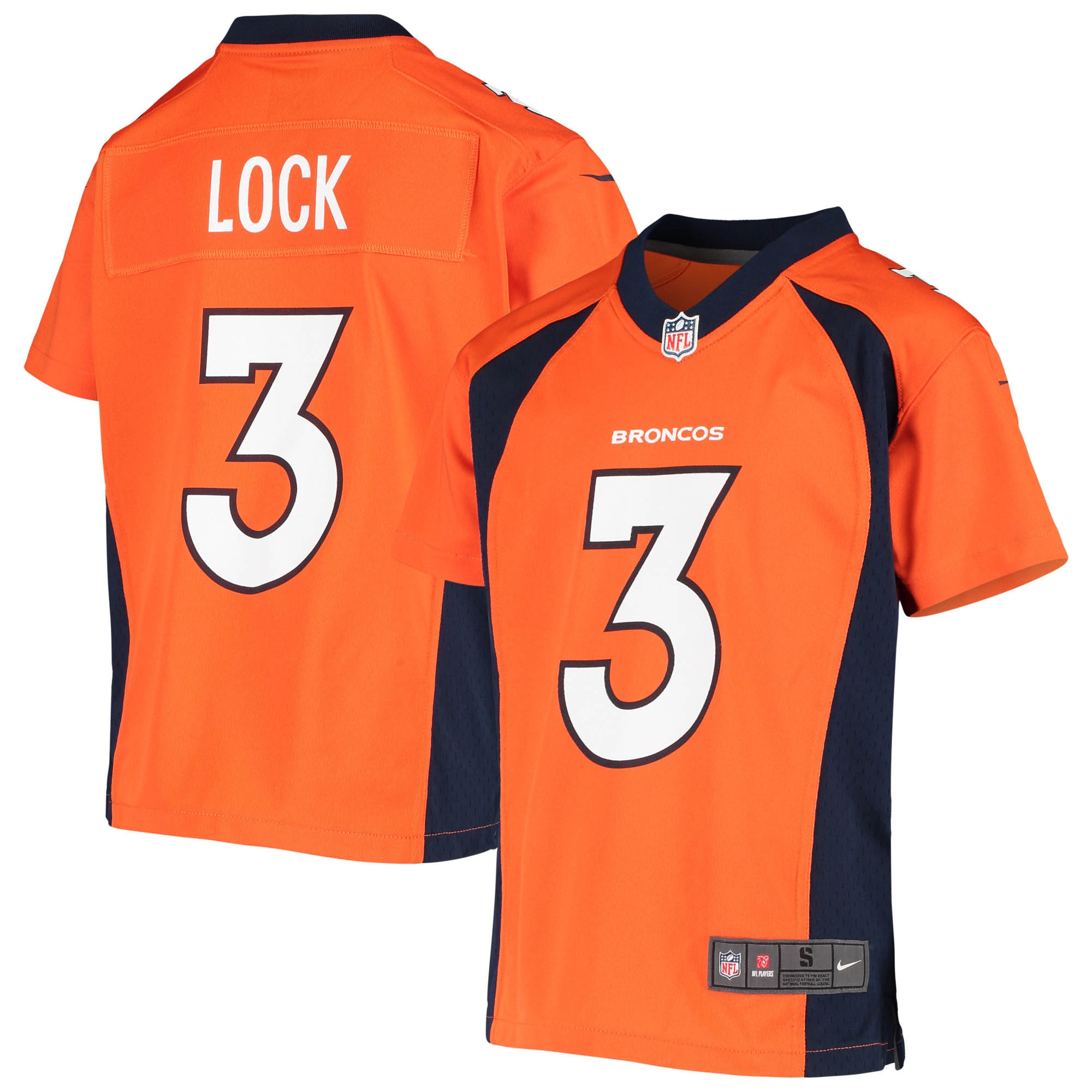 Youth Denver Broncos Drew Lock Orange Player Game Jersey