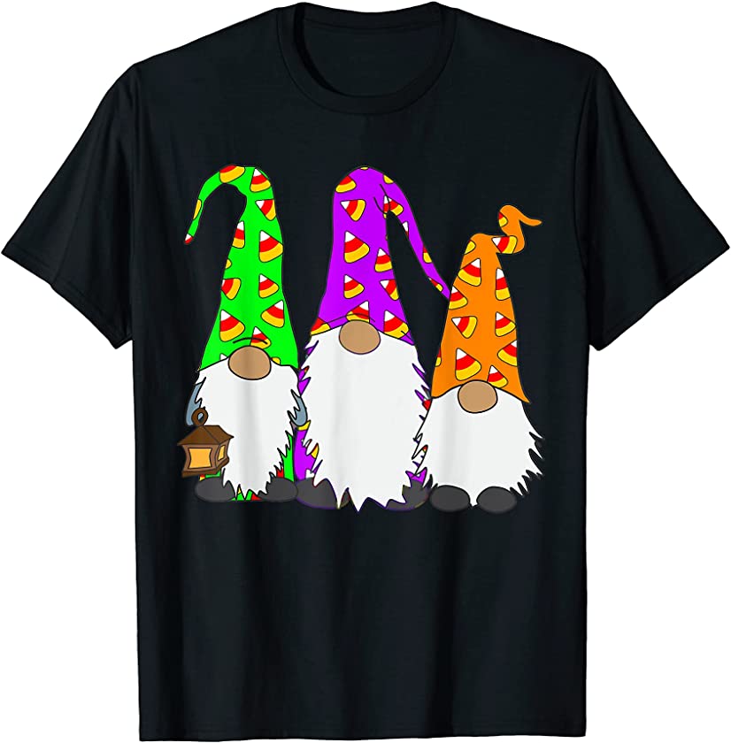 3 Halloween Gnomes Candy Corn Gnomes Trick or Treat T-Shirt