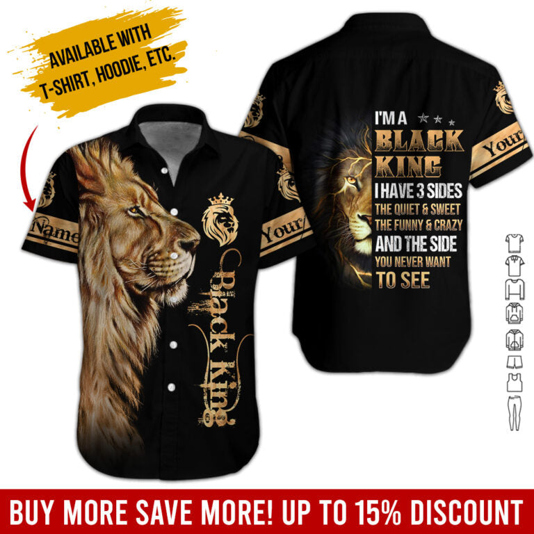 Black King Custom Name Hawaiian Shirt | For Men & Women | Adult | Hn2789