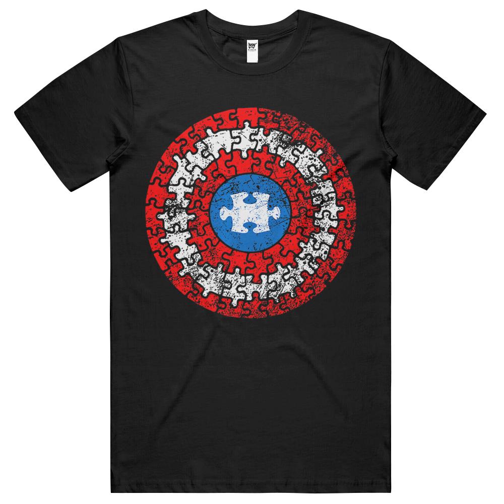 Autism Awareness Puzzle Superhero Shield T Shirts