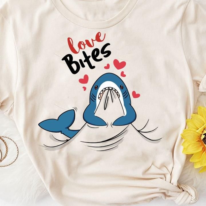 Shark love bites tshirt Tshirt Hoodie Sweater