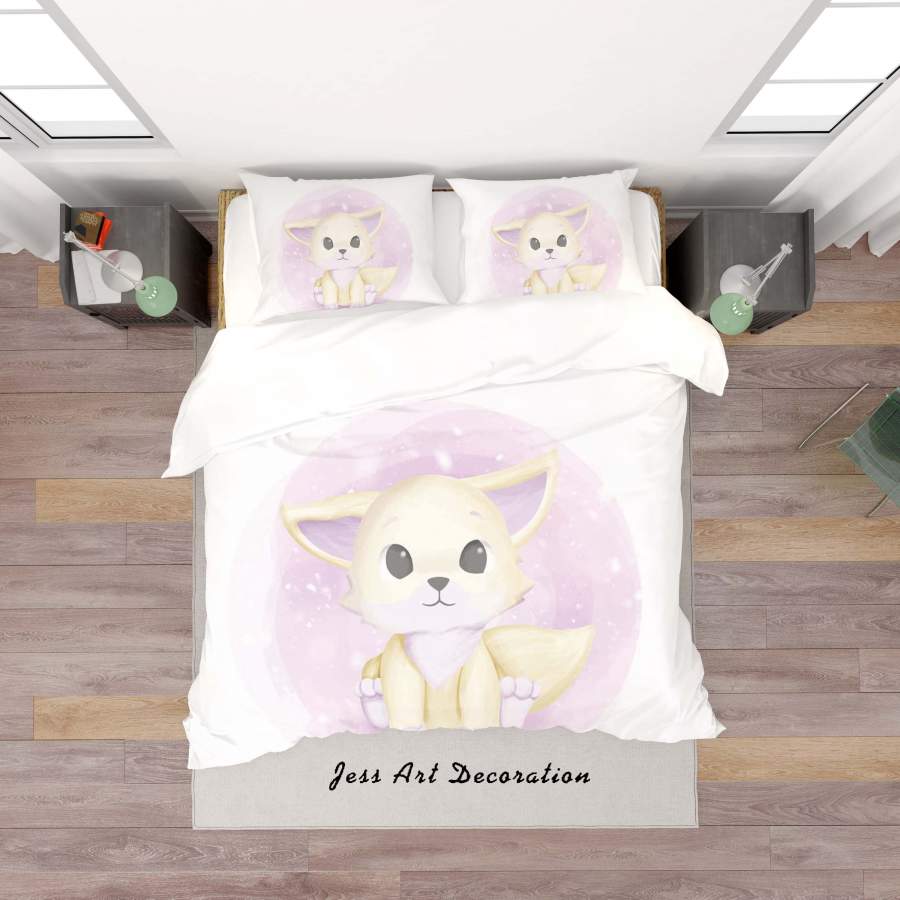 3D White Cartoon Animal Fox Quilt Cover Set Bedding Set Duvet Cover Pillowcases SF80