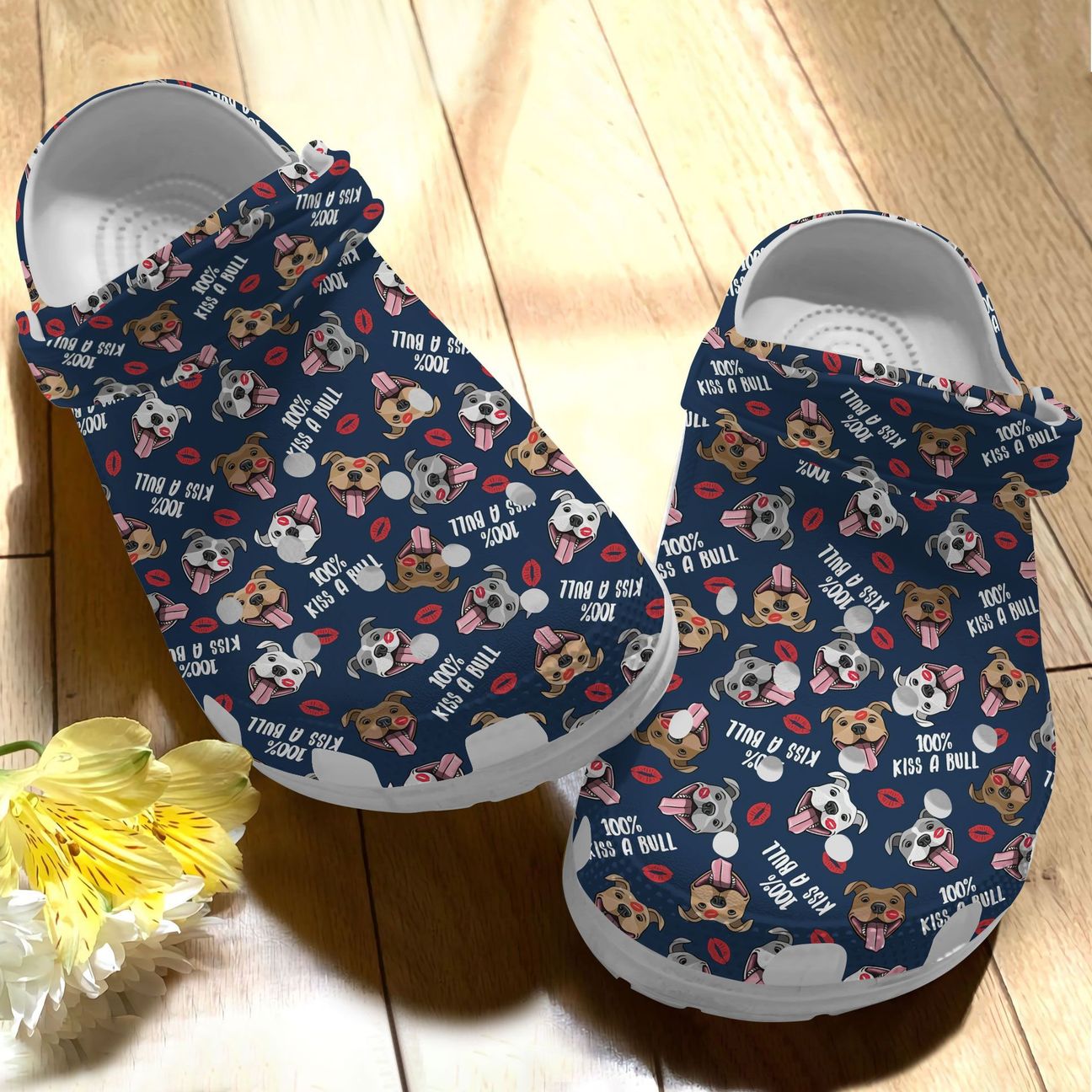 Pitbull Personalize Clog, Custom Name, Text, Fashion Style For Women, Men, Kid, Print 3D Kiss A Bull