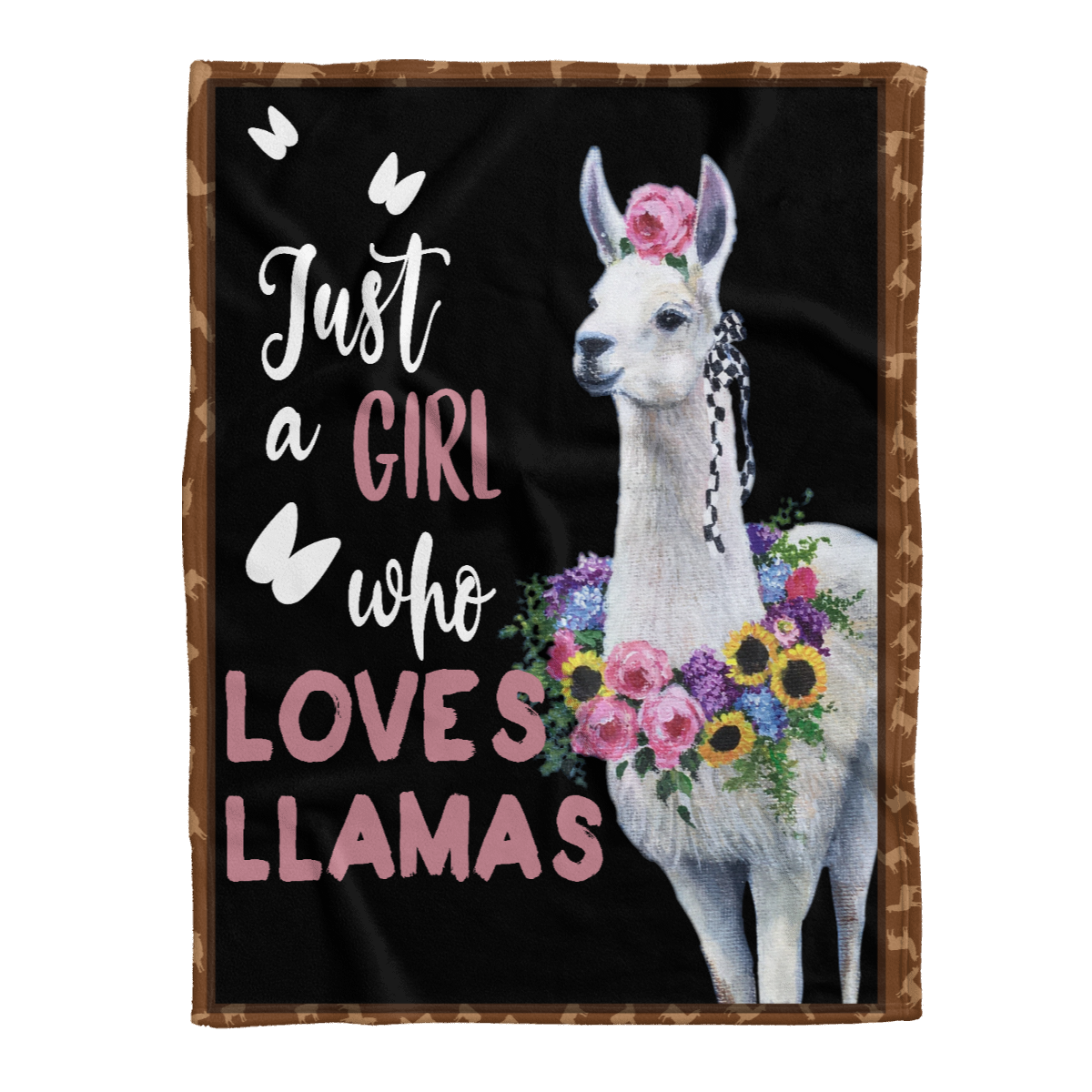 Animal Blanket, Just A Girl Who Loves Llamas Purple Rose