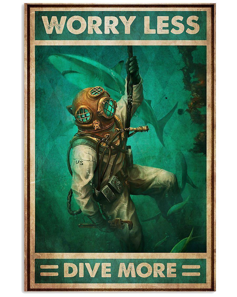 American Diver Worry Less Dive More – Best Idea Gift For Dog Lover, Gift For Home Decor, Gift For Family – Horizontal Canvas Matte Canvas Wall Art