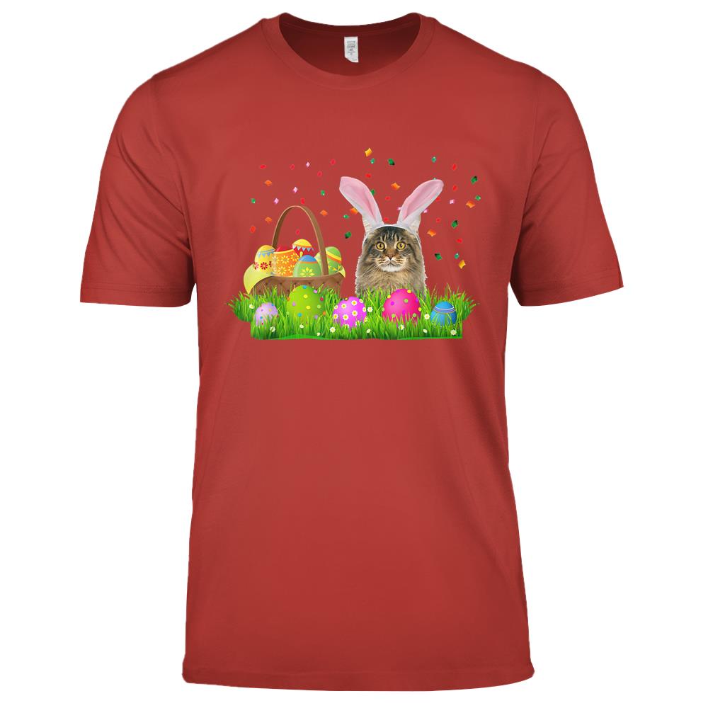 Bunny Maine Coon Cat Easter Maine Coon Cat Lover Premium T Shirts