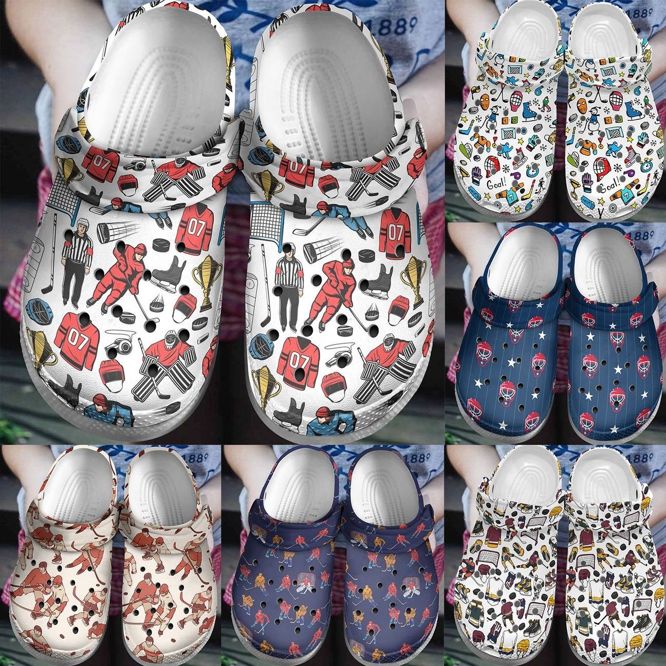 Hockey Personalize Clog Custom Crocss Fashionstyle Comfortable For Women Men Kid Print 3D Hockey Collection