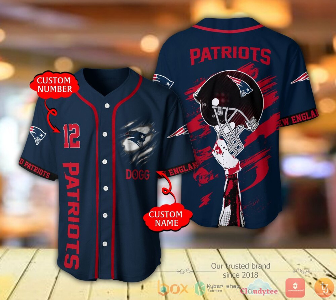 New National Football League New England Patriots Personalized Baseball Jersey Shirt