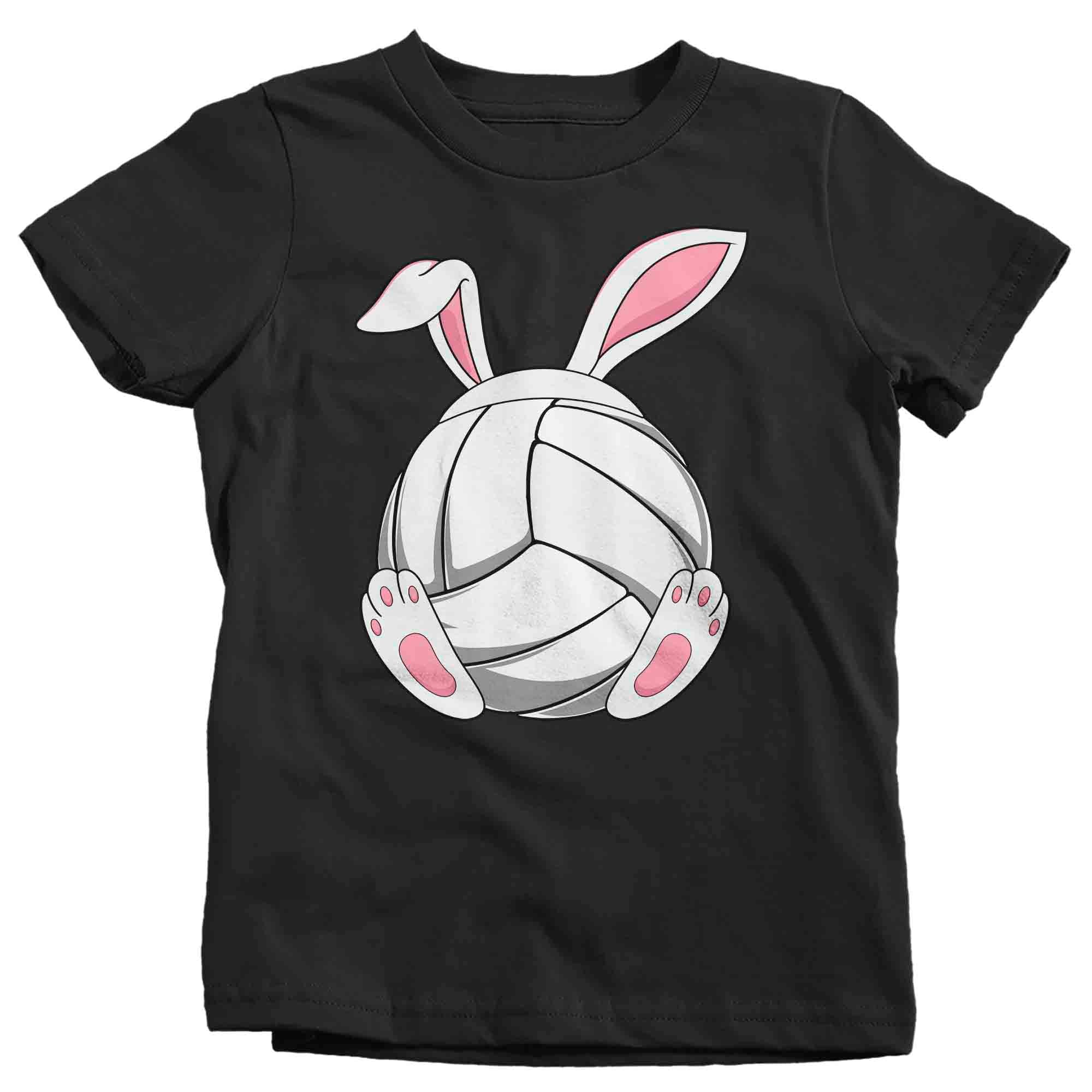 Kids Funny Easter T Shirt Volleyball Bunny Shirt Rabbit Ears Feet Volleyball Player Gym Tshirt Gift Easter Tee Boy’S Girl’S Youth