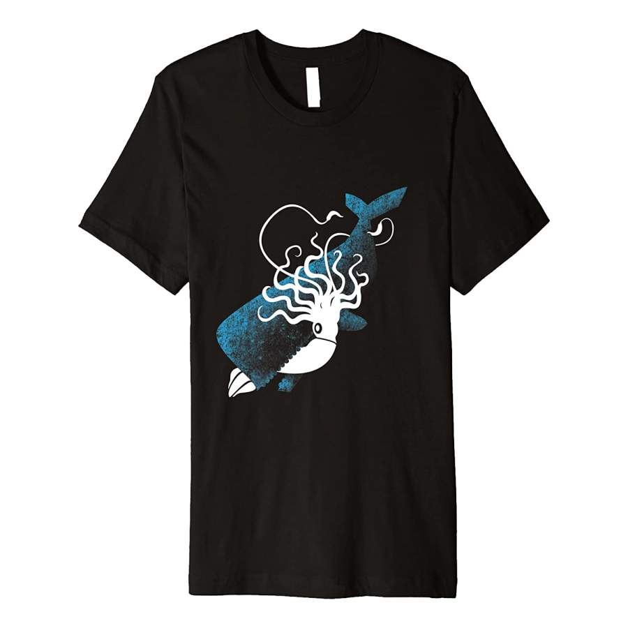 Funny Squid And Whale Distressed Vintage Animal Tee For Men and Women T-Shirt, Quotes T Shirt, Funny t shirt