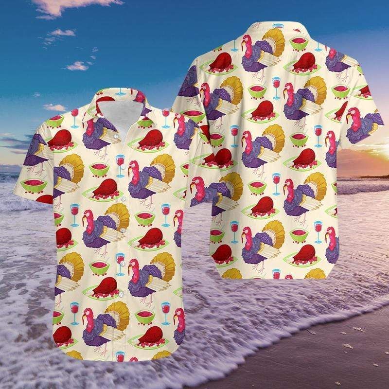 Check Out This Awesome Purple Turkey On Thanksgiving Hawaii Aloha Shirts Ha95872