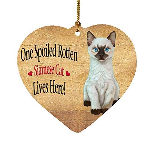 Spoiled Rotten Siamese Kitten Cat Heart Christmas Ornament