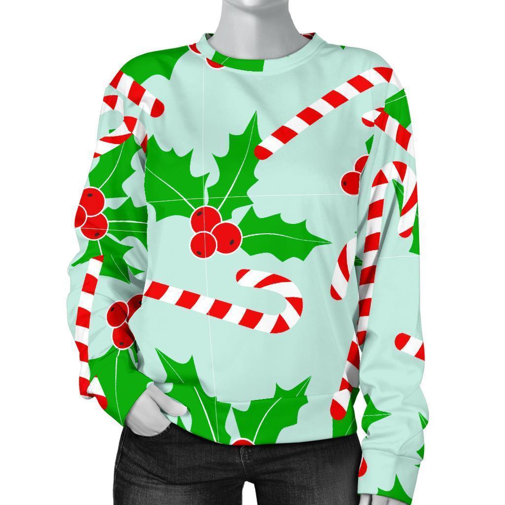 Christmas Candy Cane Pattern Print Women’S Sweatshirt