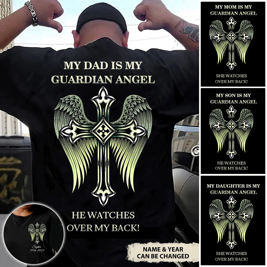 My Love Watches Over My Back Personalized 3D All Over Print T Shirt, Memorial Shirt