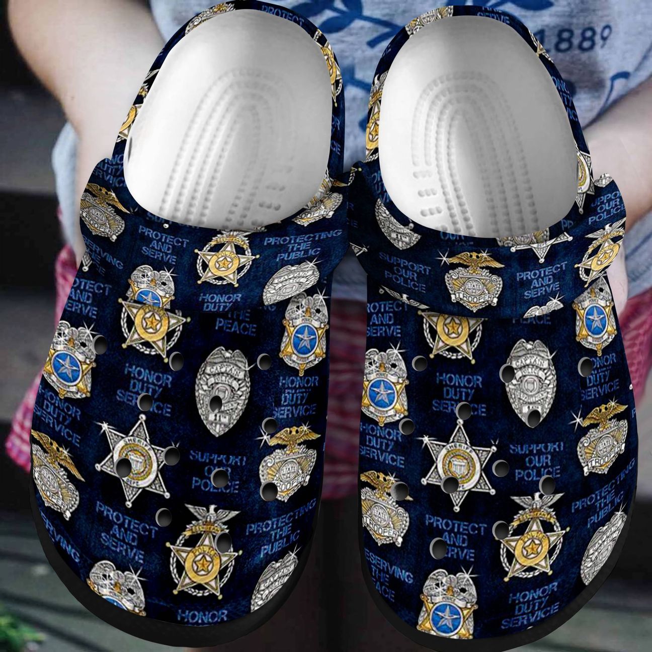 Police Personalized Clog, Custom Name, Text, Color, Number Fashion Style For Women, Men, Kid, Print 3D Protect And Serve