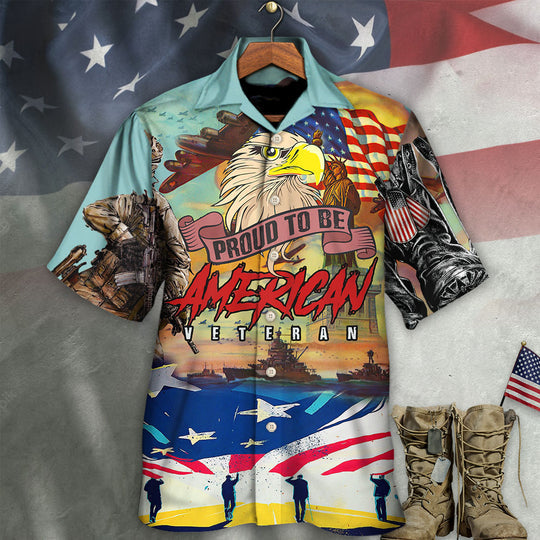 Veteran Proud To Be An American Freedom And Eagle Style Hawaiian Shirt | Hw3296