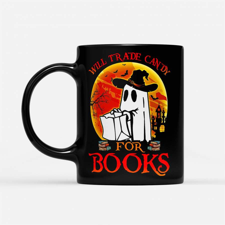 Boo Halloween Will Trade Candy For Books – Black Mug