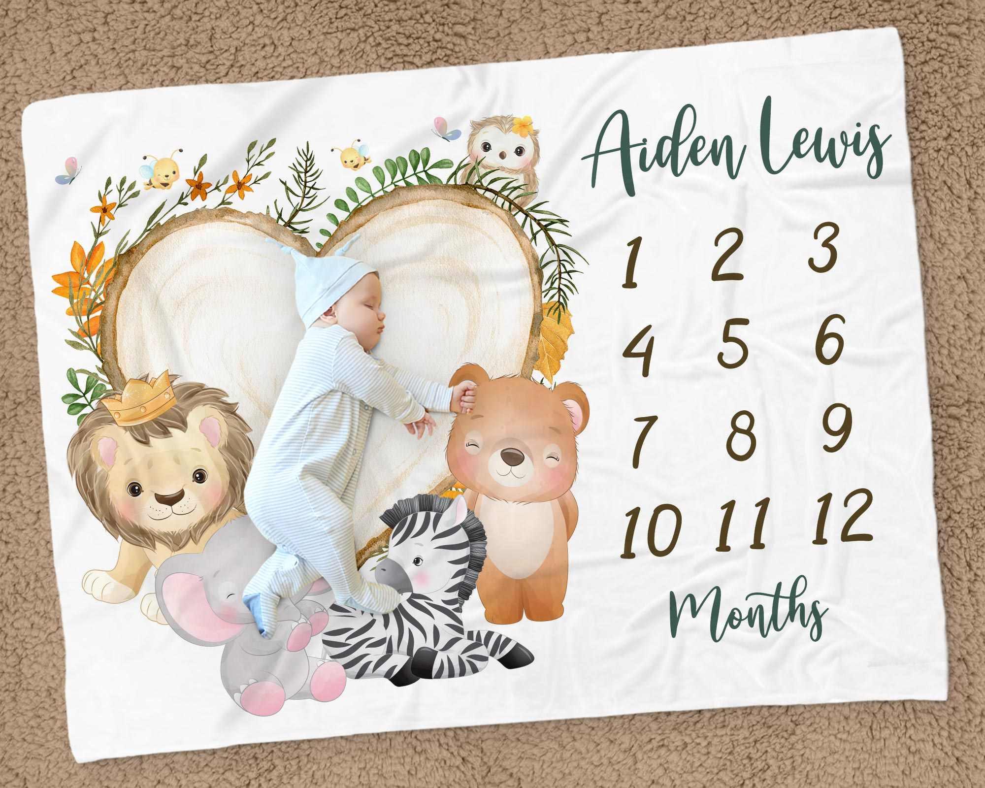 Woodland Friends Baby Milestone Blanket, Animals Monthly Baby Growth Tracker Blankets, Baby Boy Milestone Newborn Gift, New Baby Girl Gift