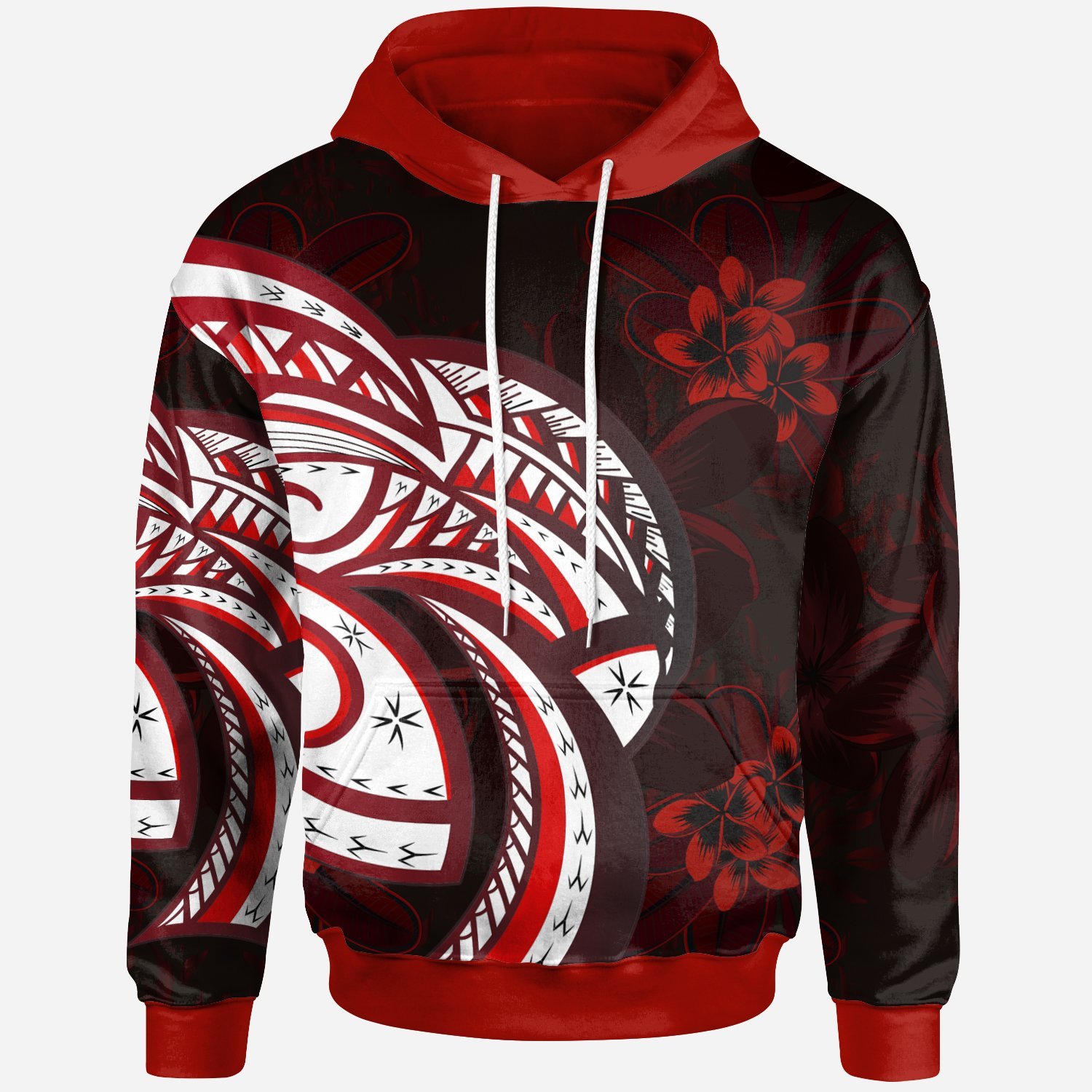 Polynesian Hoodie – Plumeria Flowers Seamless Pattern – BN20