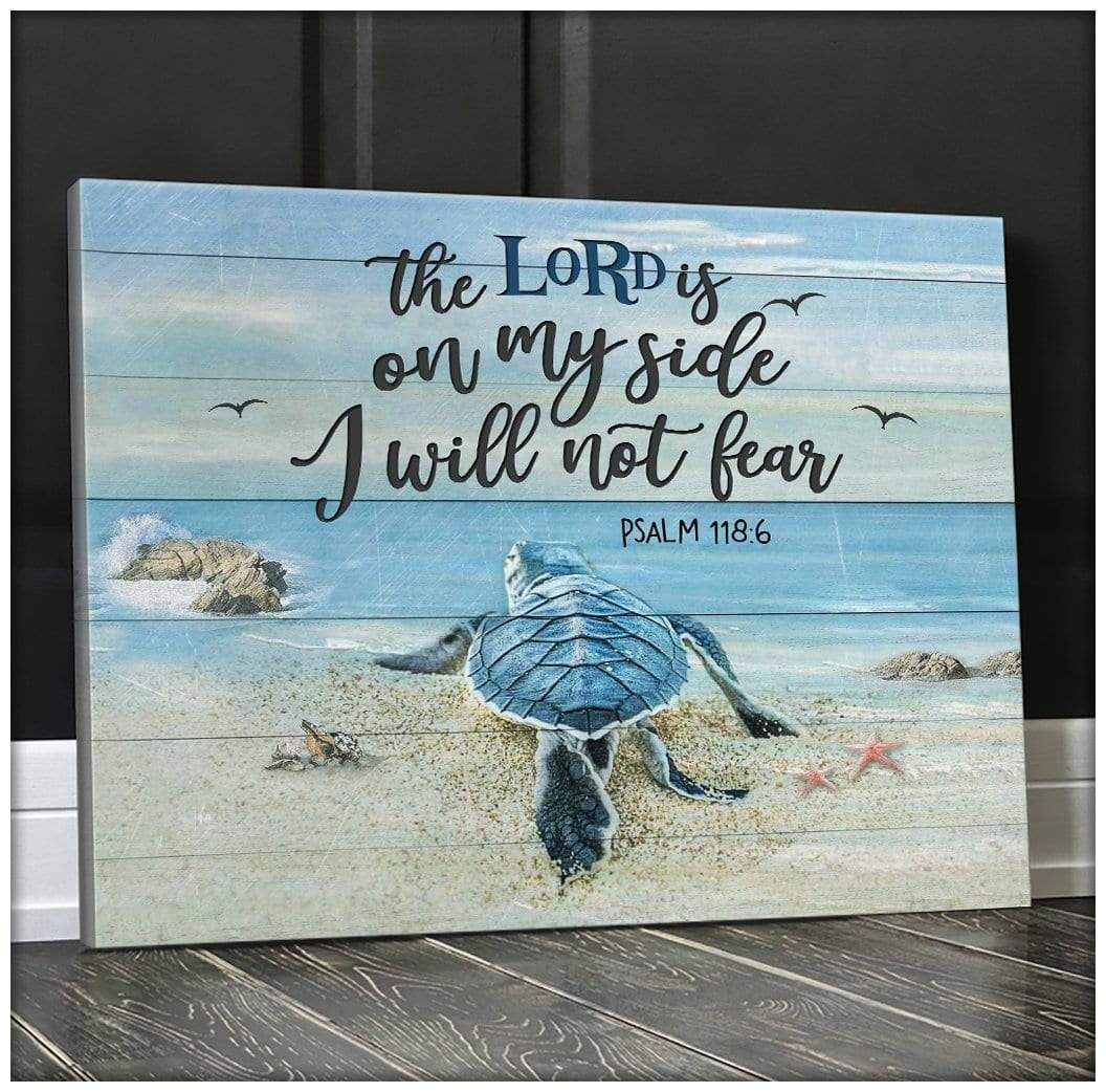 Canvas – Turtle – I Will Not Fear Gift For Family, Wall Art Decor, Canvas Print, Home Decor