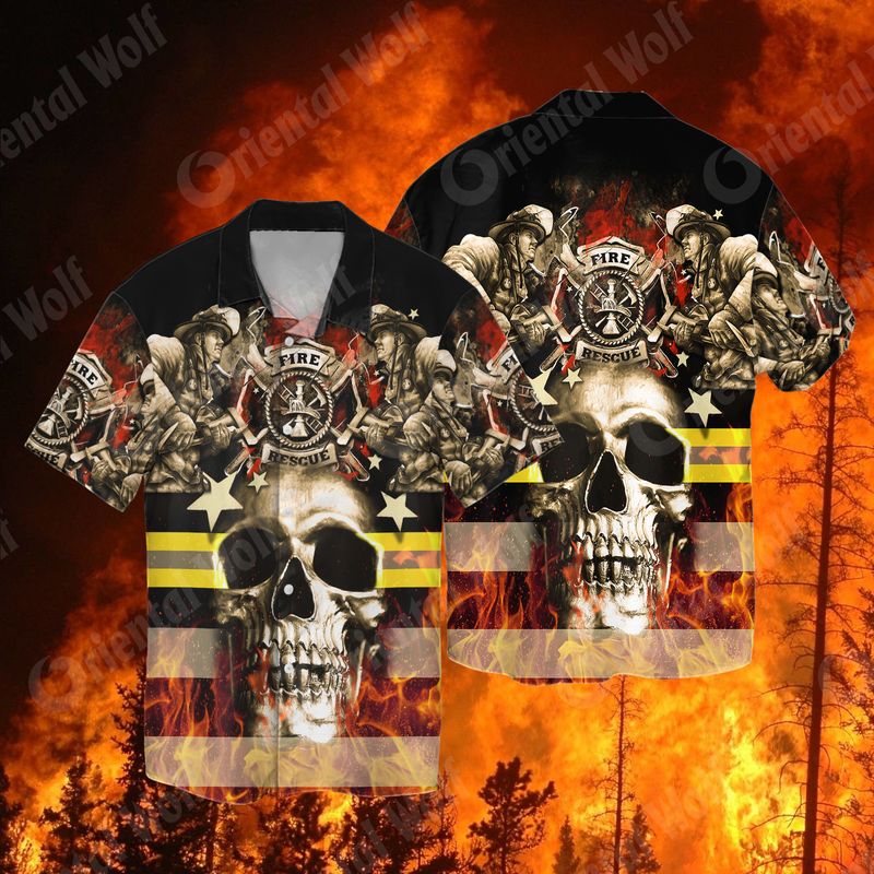 Firefighter Bring It On Skull Full Print Hawaii Shirt Ha64035